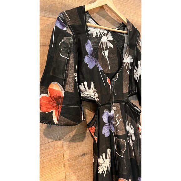 NEW GANNI  Women Maxi Silk Dress Flowers Black SIZE 36/ S - Picture 8 of 13